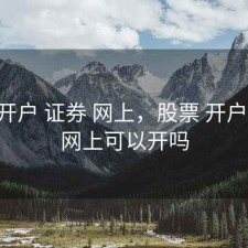 股票 开户 证券 网上，股票 开户 证券 网上可以开吗