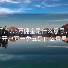 股票开户2.5万佣金是什么意思，股票开户万一免五是什么意思