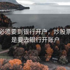 股票必须要到银行开户，炒股票是不是要去银行开账户