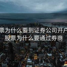 买股票为什么要到证券公司开户，买股票为什么要通过券商