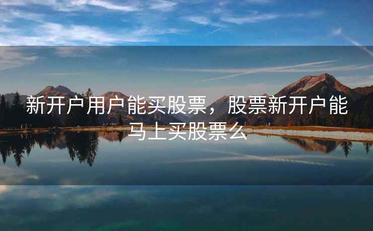新开户用户能买股票，股票新开户能马上买股票么  第1张