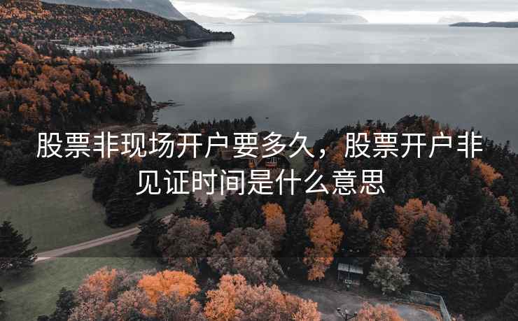 股票非现场开户要多久，股票开户非见证时间是什么意思  第2张