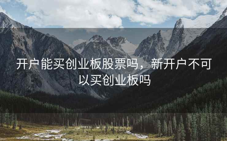 开户能买创业板股票吗，新开户不可以买创业板吗  第1张
